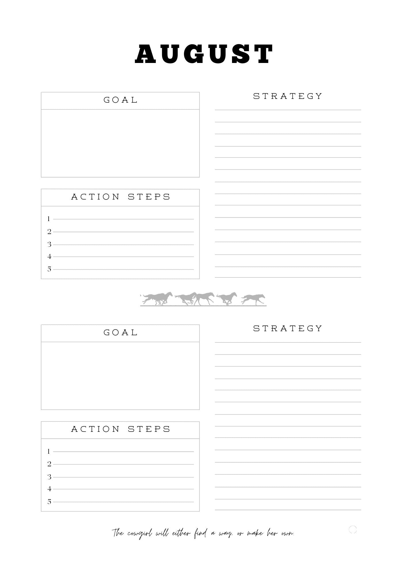 Cowgirl with Goals Monthly Planner