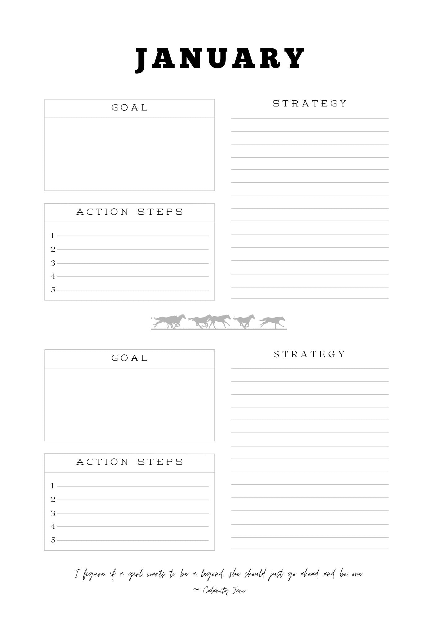 Cowgirl with Goals Monthly Planner