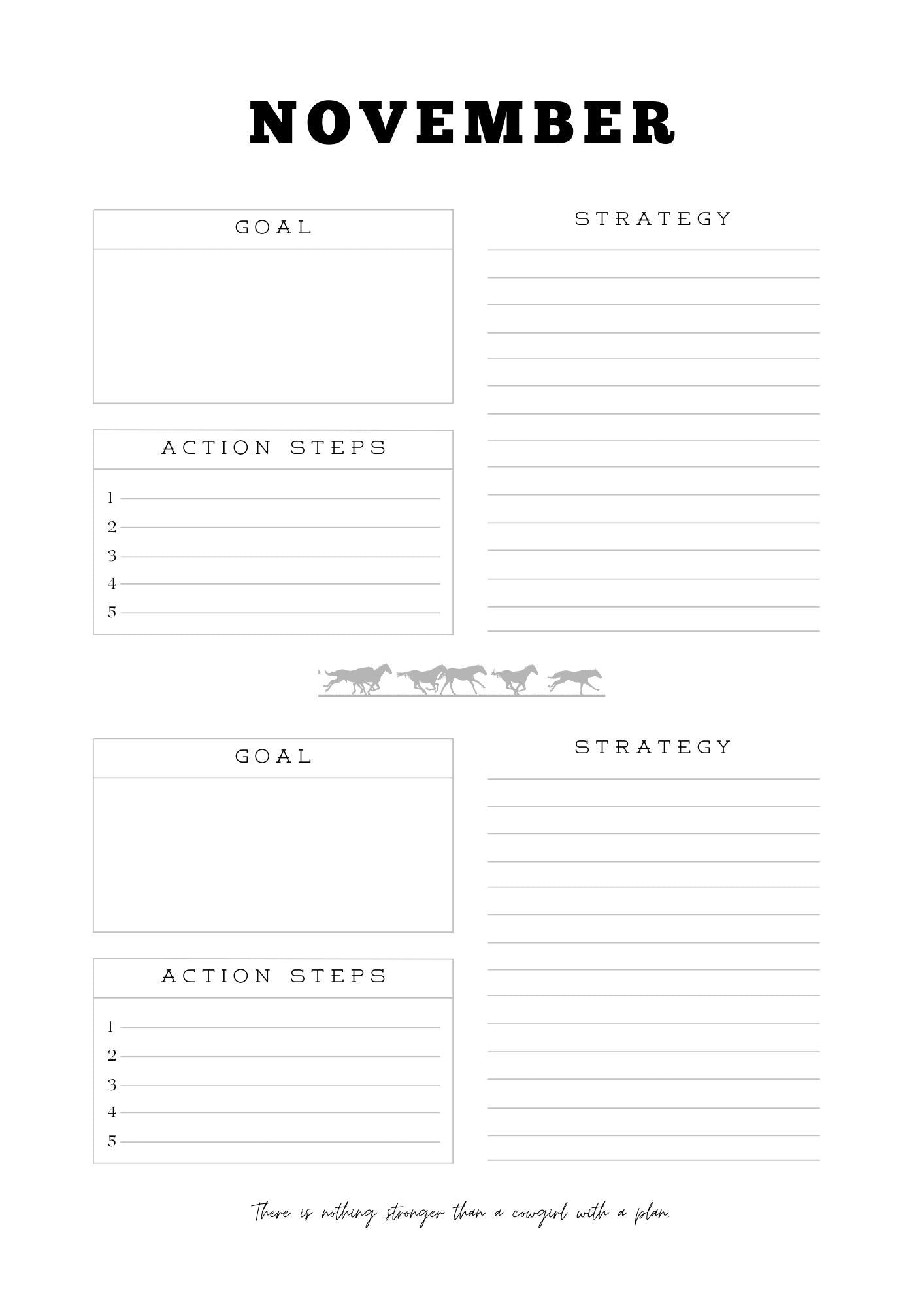 Cowgirl with Goals Monthly Planner